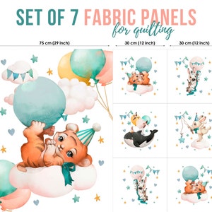 Cute Baby Tiger Cotton Fabric Panels, Baby Animals Fabric Panels, Baby Fabric for Quilting, Quilting fabric, Baby Fabric Panel