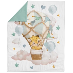 Baby Jaguar in Hot Air Balloon Cotton Fabric Panel – Quilting and Sewing Projects