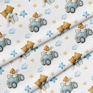 Cute Bear Fabric, Twill Cotton, Fabric by Half Yard - 100% Cotton - 58&quot; wide 147 cm