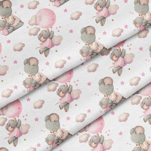 Cute Mouse Fabric, Twill Cotton, Fabric by Half Yard - 100% Cotton - 58&quot; wide 147 cm