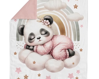 Schläfriger Panda Baby Baumwollstoff Panel zum Quilten