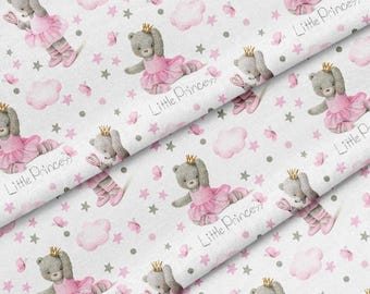 Bear Ballerina Fabric for Quilting, by Half Yard - 58" Wide
