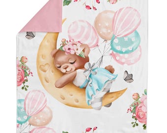 Baby Bear on the Moon Cotton Fabric Panels – Floral Quilting Fabric