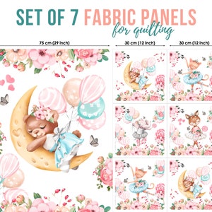 Cute Baby Bear Cotton Fabric Panels, Quilting Fabric, Cotton Panel, Baby Fabric for Quilting, Quilting fabric, Baby Fabric Panel