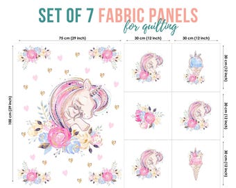Unicorn Cotton Fabric Panel – Baby Quilting Fabric for Sewing and Crafts