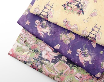 Axolotl Cotton Twill Fabric: Sewing Quilts & Bedding, 58" Wide