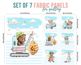 Bear Cotton Fabric Panels Quilting, Sewing Projects & Nursery Decor