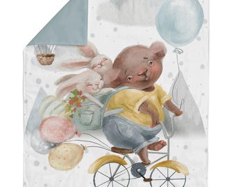 Adventure Bear Cotton Fabric Panels  for Baby Quilts