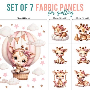 Cute Baby Giraffe Cotton Fabric Panels, Baby Animals Fabric Panel, Cotton Baby Fabric for Quilting, Quilting fabric, Baby Fabric Panel
