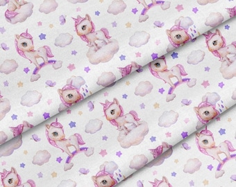 Unicorn Cotton Twill Fabric: Quilting, Bedding, By Half Yard - 58" Wide