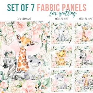 Panele z tkaniny bawełnianej Jungle Safari Flowers, Panel z tkaniny Zebra Roses, Tkanina dla niemowląt do pikowania, Tkanina pikowana, Panel z tkaniny dla niemowląt
