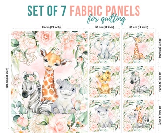 Jungle Safari Flowers Cotton Fabric Panels, Zebra Roses Fabric Panel, Baby Fabric for Quilting, Quilting fabric, Baby Fabric Panel