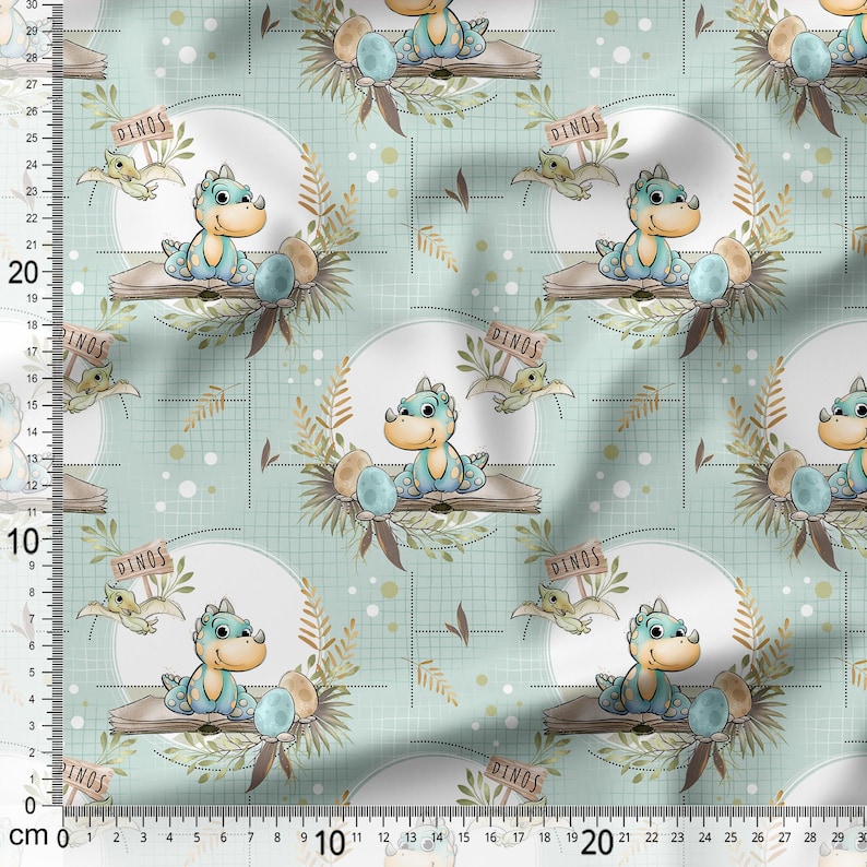 Dinosaur Fabric by Yard for Quilting & Sewing – 100% Cotton, 57” Wide – Dino Nursery Print Design 1
