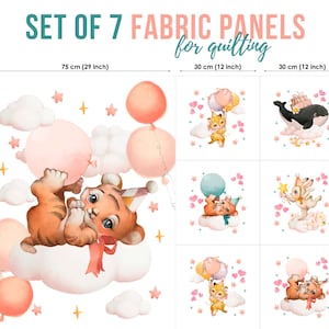 Cute Baby Tiger Cotton Fabric Panels, Baby Animals Fabric Panels, Baby Fabric for Quilting, Quilting fabric, Baby Fabric Panel