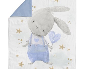 Pannello di tessuto di cotone con coniglietto per trapunte, coperte e biancheria da letto.