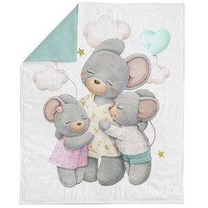 Cute Baby Mouse Fabric Panel for Quilting, Baby Fabric Panel, Cotton Fabric Panel for Baby Quilts, Quilting Panel, Blanket Panel