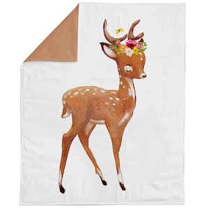 Cute Deer Fabric Panel for Quilting, Baby Fabric Panel, Cotton Fabric Panel for Baby Quilts, Quilting Panel, Blanket Panel