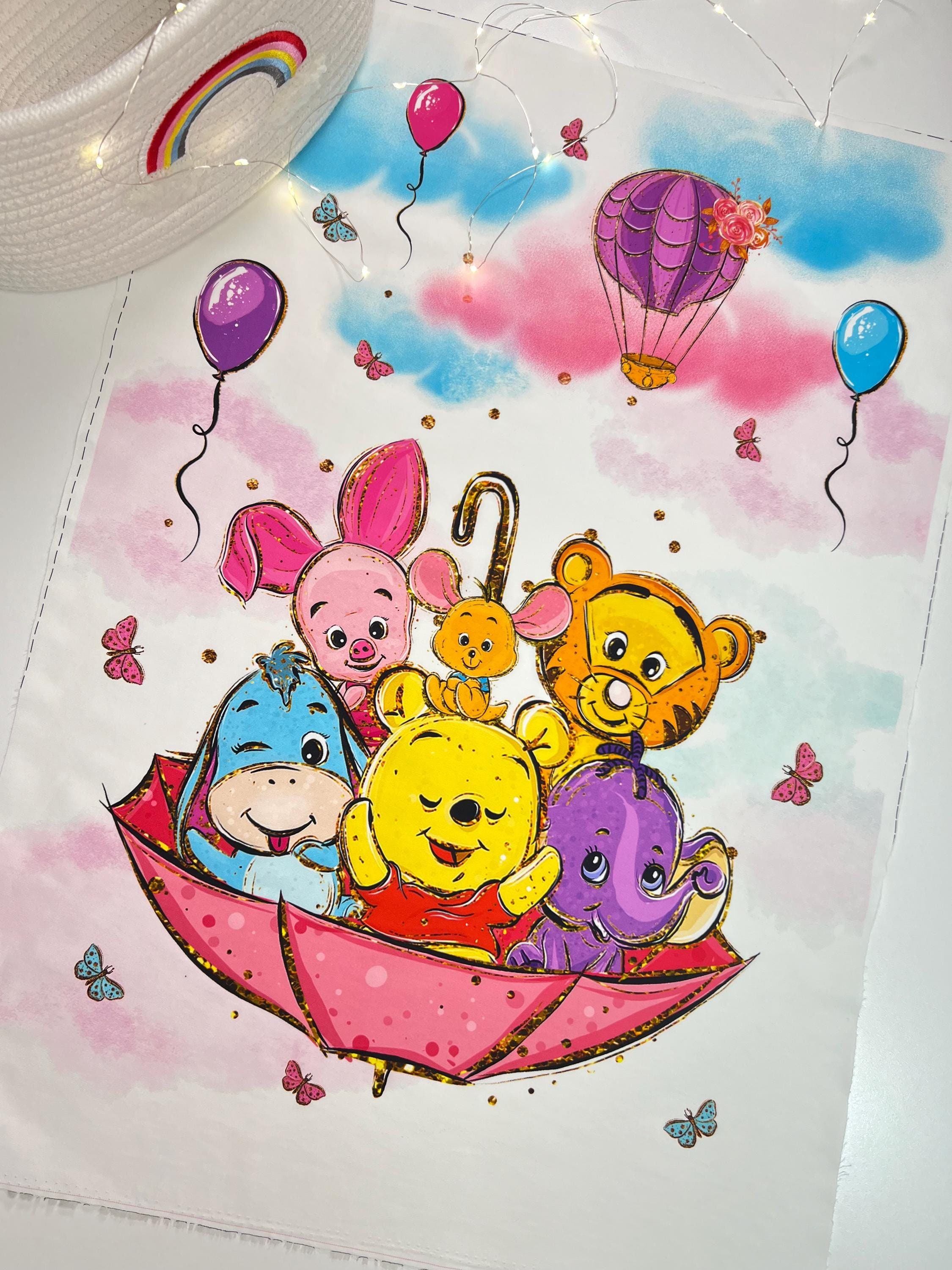 Winnie the Pooh Fabric Panel for Quilting, Baby Fabric Panel, Cotton Fabric Panel for Baby Quilts, Quilting Panel, Blanket Panel