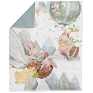 Cute Baby Animals Fabric Panel for Quilting, Adventure Little Bunnys Fabric Panels, Cotton Fabric Panel for Baby Quilts, Quilting Panel