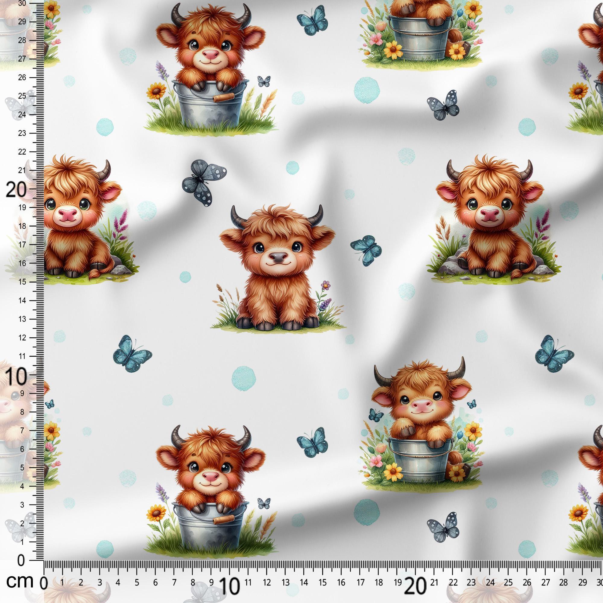 Highland Cow Cotton Twill Fabric: Quilting & Sewing Material, by Half ...