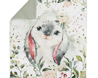 Paneel konijnenstof: babyquilt katoenen keperstof bloemen