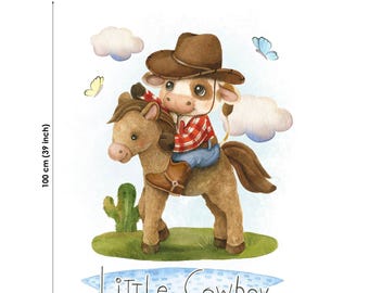 Panele z tkaniny bawełnianej Little Cowboy: zestaw do pikowania i szycia