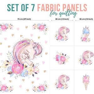 Einhorn Baumwollstoff Panel - Baby Quilting Stoff zum Nähen und Basteln
