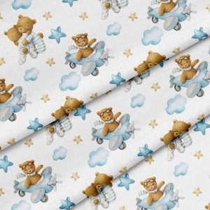 Bear Pilot Fabric, Twill Cotton, Fabric by Half Yard - 100% Cotton - 58&quot; wide 147 cm