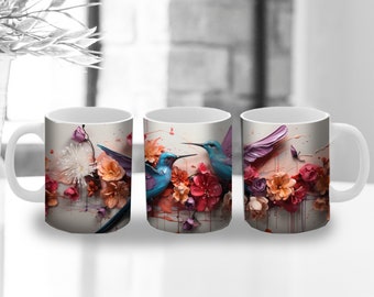 Nature's Palette: 3D-kolibriemok van 300 ml in keramiek