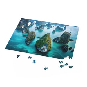 Ha Long Bay Aerial View Jigsaw Puzzle - Breathtaking Limestone Karsts and Turquoise Waters - Available in 3 Sizes (120, 252, 500-Piece)