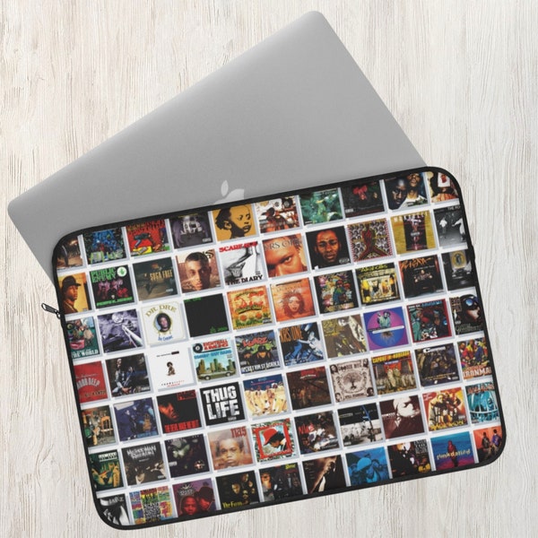 90s Hip-Hop Vibes Laptop Sleeve 13" & 15"- Collage Design for MacBook, PC, and iPad - Perfect Christmas Gift for Music Lovers