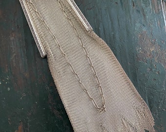 Whiting & Davis Silver Mesh Purse - Flapper Style - Roaring 1920s - 13-Inch Length