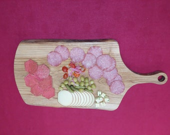 Charcuterie board made from solid oak, bespoke hand made unique item, wonderful gift for a loved one.