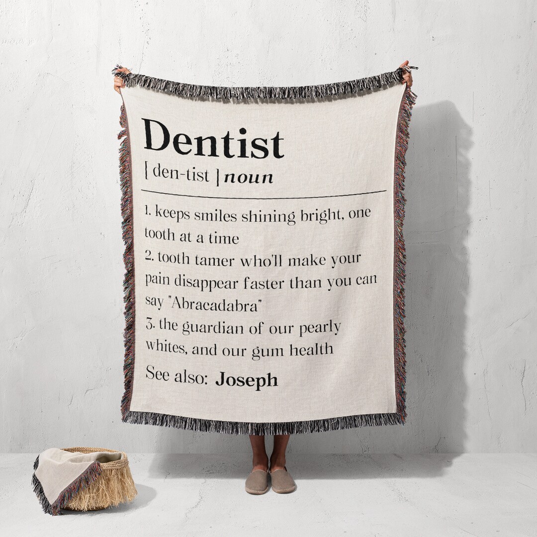 Dentist Definition Woven Blanket, Personalized Dentist Throw Blanket