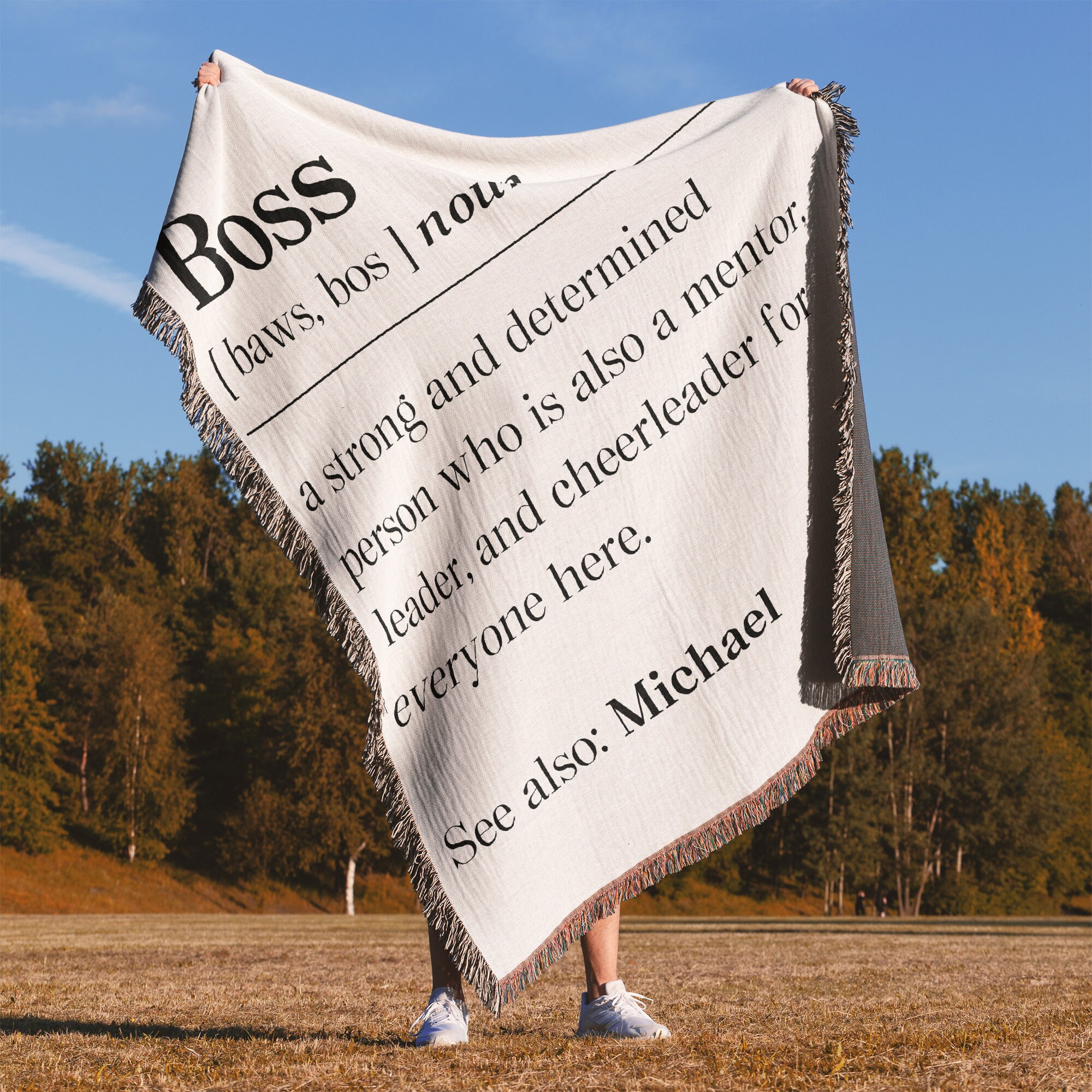 Custom Boss Definition Personalized Woven Throw Blanket Unique and