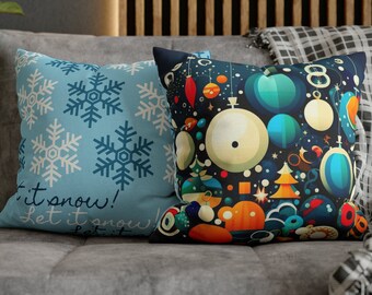 Christmas Pillow Cover, Double Sided Christmas Winter Pillow Cover, Abstract Christmas Pillow Cover, Snowflake Pillow Cover