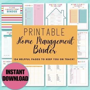 Home Management Binder Printable | Home Maintenance Binder | Home Management Planner | Home Printables | Multicolor |