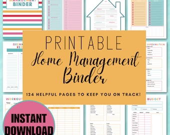 Home Management Binder Printable | Home Maintenance Binder | Home Management Planner | Home Printables | Multicolor |