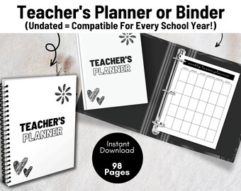 Teacher Planner Printable | Teacher Binder | Undated | Multicolor ...