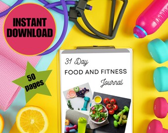 Food and Fitness Journal Printable | Food Journal | Fitness Journal | Fitness Tracker | Fitness Planer | Mahlzeitenplaner | Übungstafel