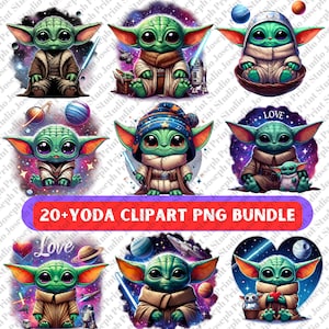 Divertido bebé Yoda Clipart PNG paquete pegatina sublimación sublimar Space Wars Galaxy, Grogu, 20oz, Baby Yoda Sublimate, Space Wars Tumbler