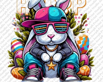 Hip Hop Bunny Easter Day Cute Hip Hop Easter Bunny Png Sublimation Design, Happy Easter Day Easter Sublimation Png, Easter Day Png