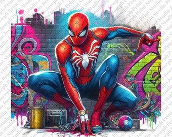 Spider Man Clip Art, T-Shirts, Posters, Spiderman Graffiti illustration, Watercolor spider man  Png, Christmas Spiderman Digital Images