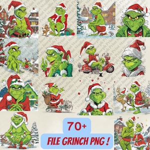 70 Dateien Grinch Png Weihnachten Bundle - Retro Grinch & Merry Grinchmas Designs für Sublimation, Ideal Xmas Ornaments Geschenk, Einzigartig Digital