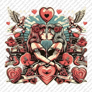 Valentijnsdag png, Retro Valentijnsdag, 14 februari, LGBT svg, Retro Clipart, Valentijnsdag geschenk, saint valentin, happy Valentijnsdag