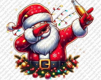 Dabbing Santa with Christmas lights png, Santa png, Merry Christmas png, Happy New Year png, Santa Claus png, sublimate designs download