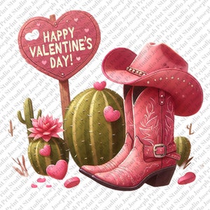 Fijne Valentijnsdag, Western Love Png, Retro Valentijnsdag, 14 februari, Valentine png, roze laarzen png, roze laarzen Valentijnsdag