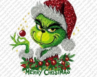 Grinch PNG, Faux Glitter Christmas Png, png, glitter christmas png, whoville png, grinch sequin png, trendy png, pink grinch png