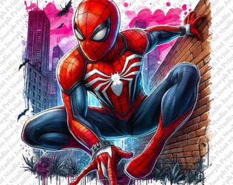 Spider Man Clip Art, T-Shirts, Posters, Spiderman Graffiti illustration, Watercolor Superhero Png, Christmas Spiderman Digital Images