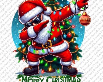 Dabbing Santa with Christmas lights png, Santa png, Merry Christmas png, Happy New Year png, Santa Claus png, sublimate designs download